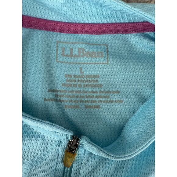 LL Bean Womens Size L Cycling Shirt Blue Short Sleeve 1/4 Zip Top Athletic - Picture 8 of 11
